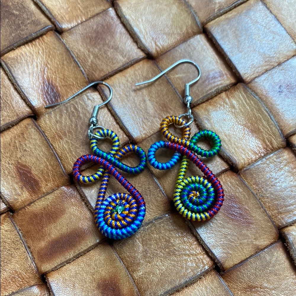 Colorful Spiral Wire Earrings
